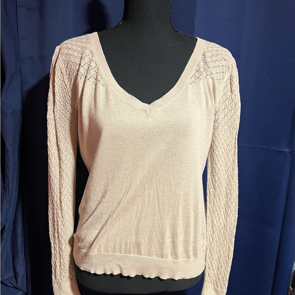 Elle Beige V-Neck Sweater